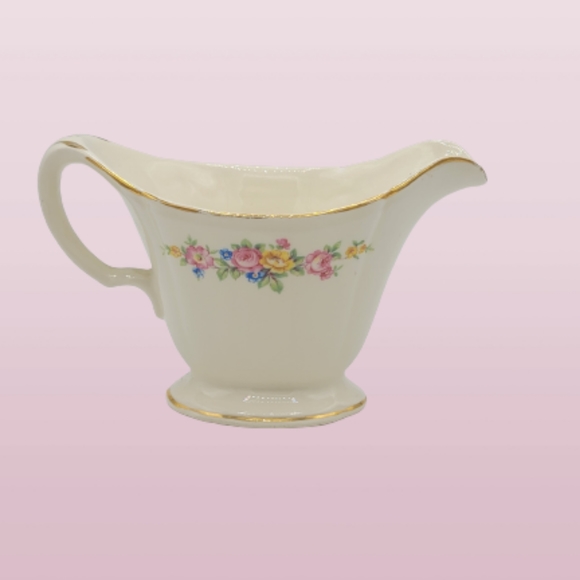 Edwin M. Knowles China Floral Creamer Gold Trim Roses Pre-1935, Early Vintage - Picture 2 of 9